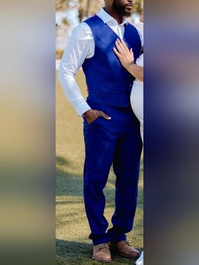 Vince Camuto Men's Modern Blue Slim Fit Stretch 2Piece Vest & Pant Set